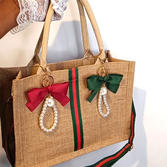 Woven Khaki Fashion Tote  💚❤️💚 - Picture 6 of 17